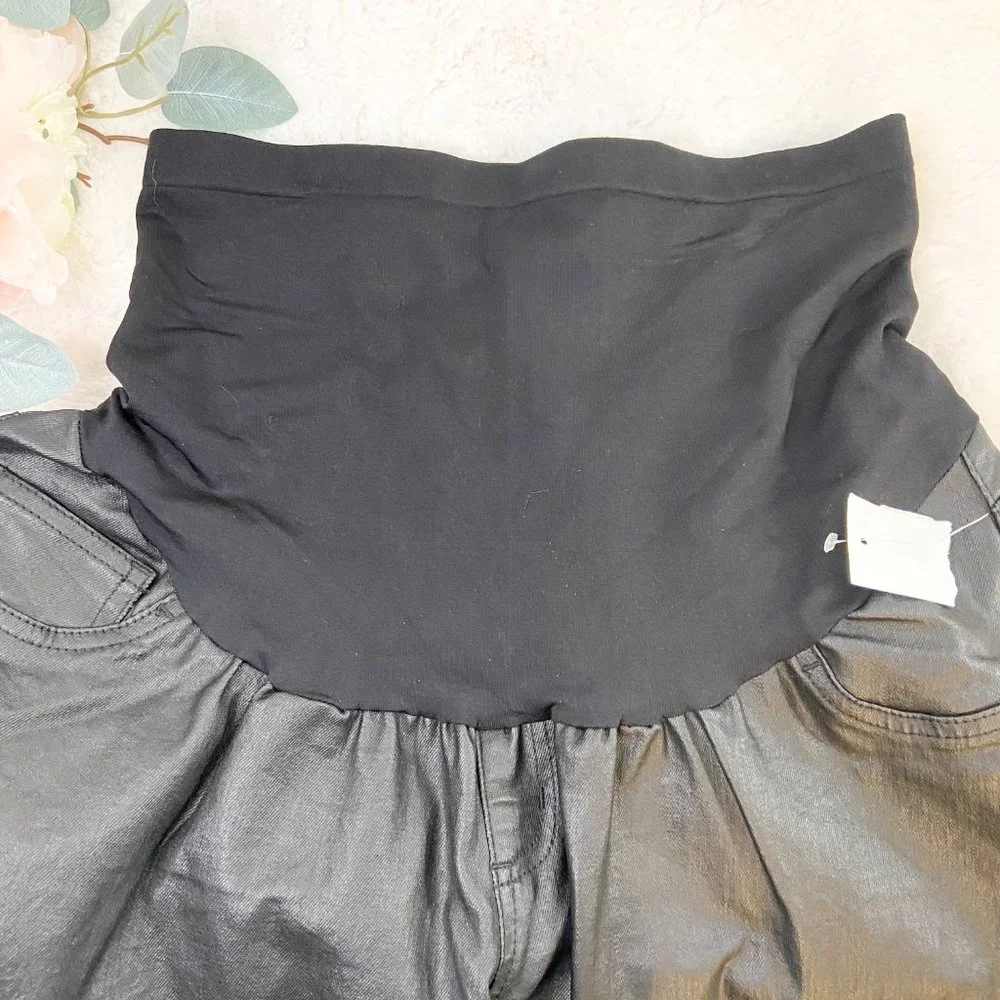 Motherhood Plus Size Indigo Blue Coated Skinny Leg Ankle Pant Black 1X - Picture 10 of 13